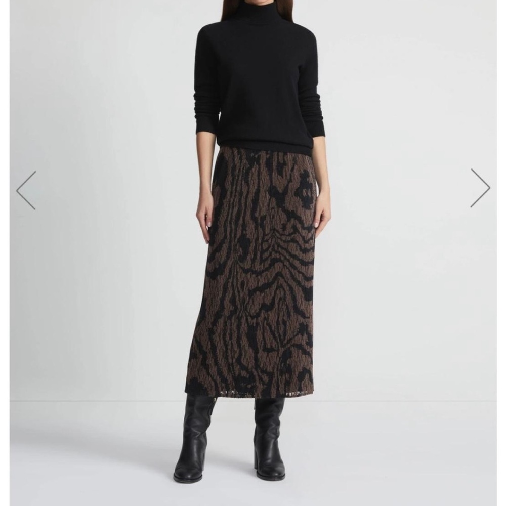 Brown and Black Patterned Midi Skirt